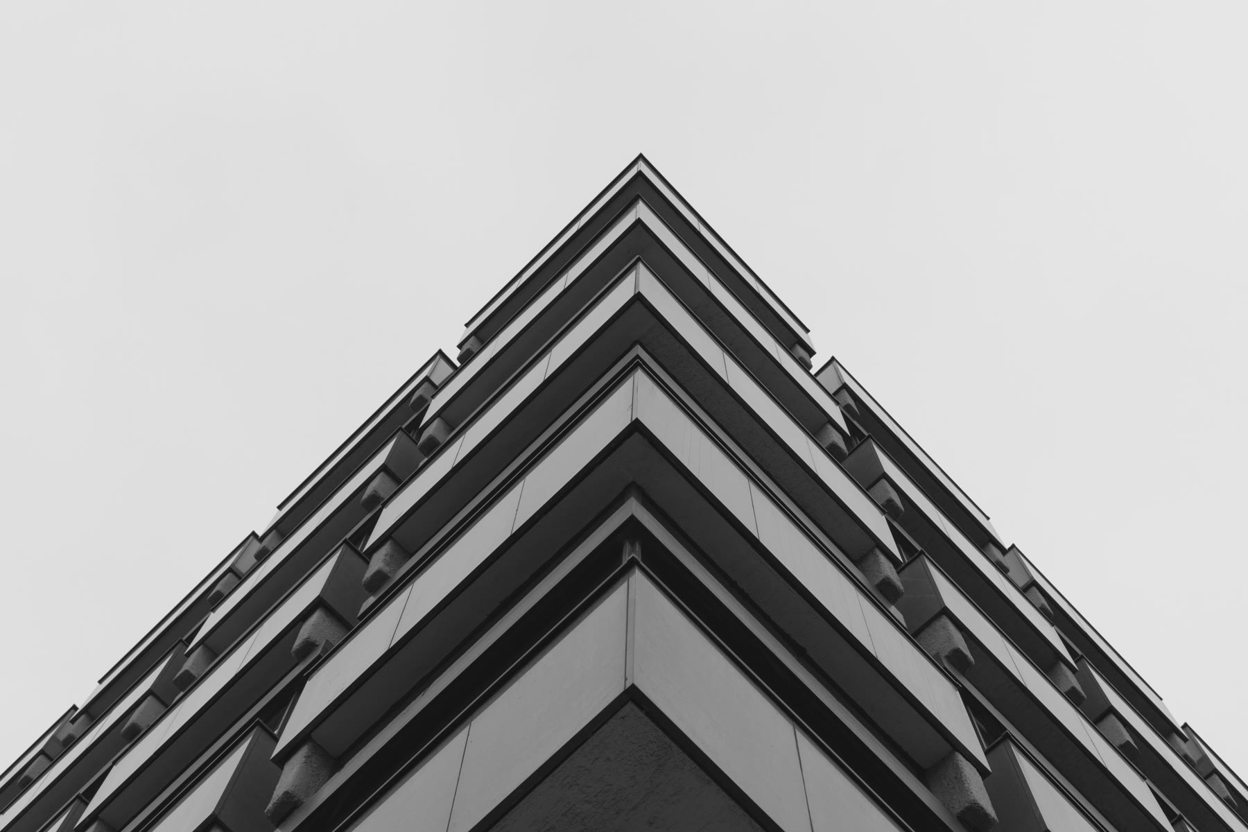 Low-angle view of a modern concrete building