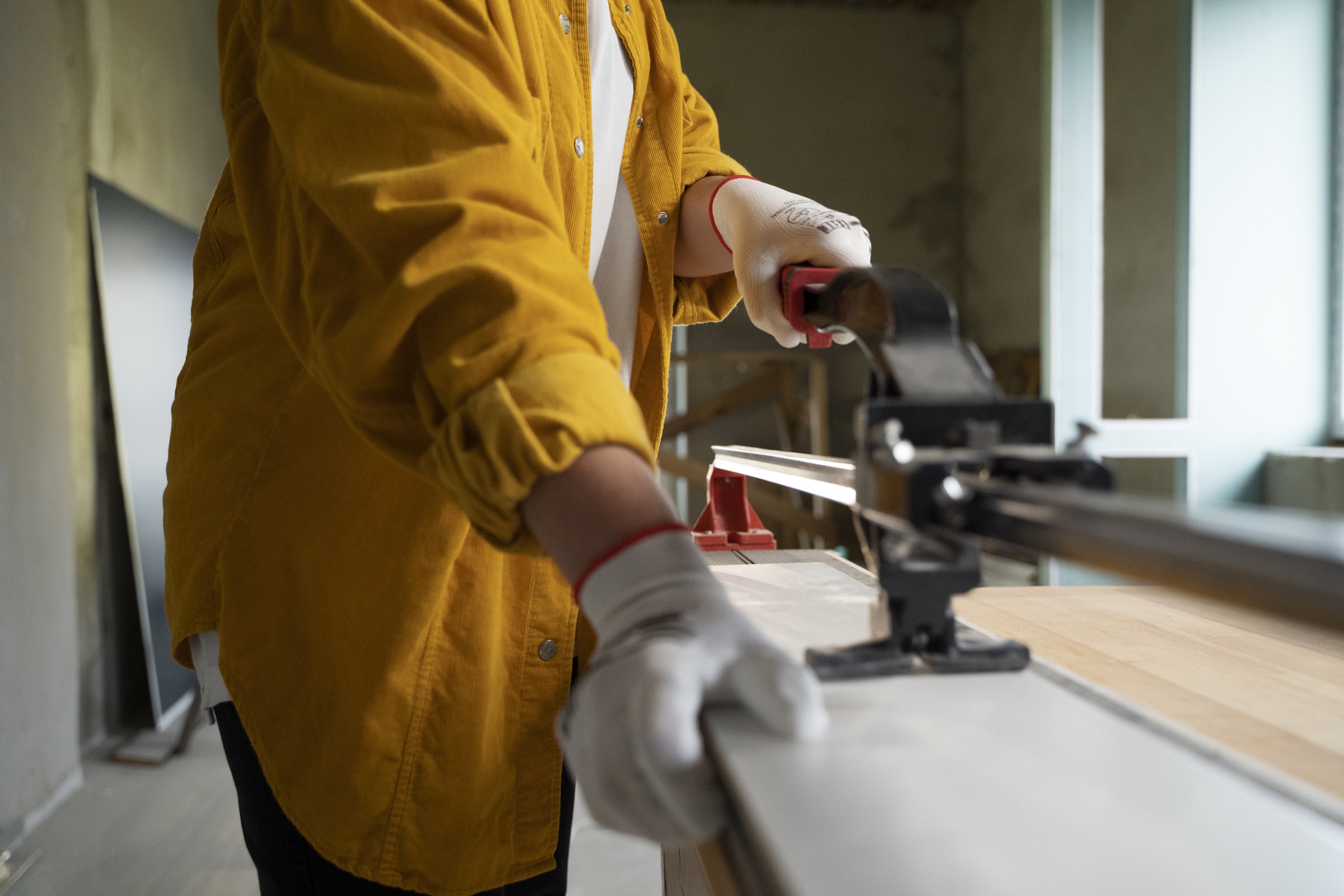 Tiler working on a renovation detail